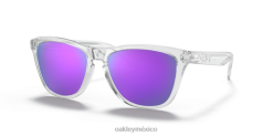 pieles de rana (ajuste de puente bajo) 8882X816 Oakley gafas lentes prizm violeta, montura transparente pulida